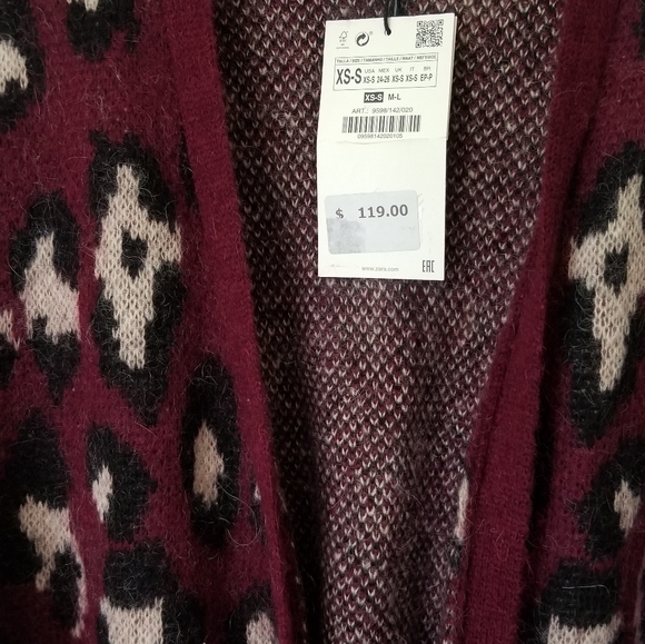 Zara overaized cardigan sweater ( burgundy color ) - Picture 3 of 3